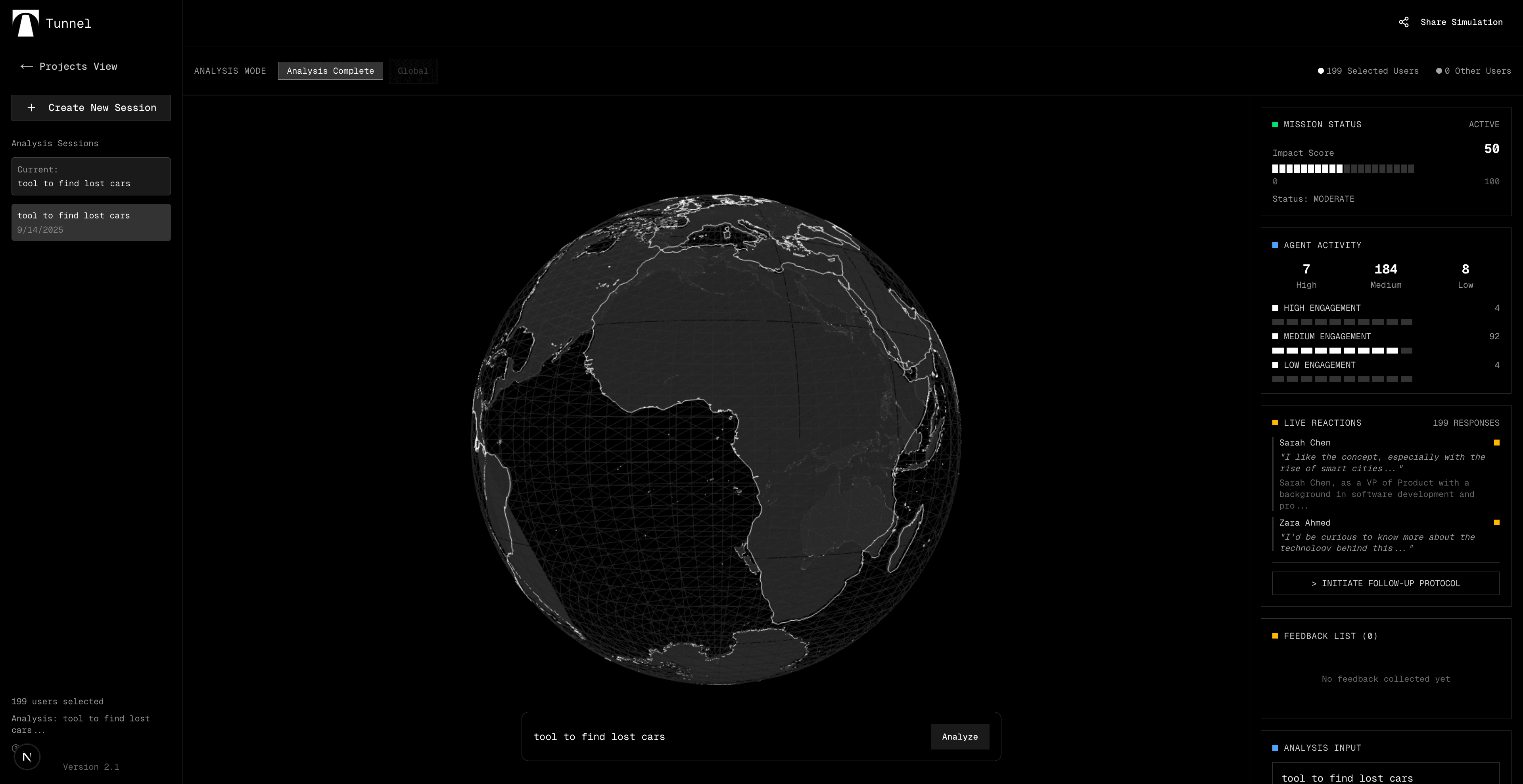 Tunnel App Interface